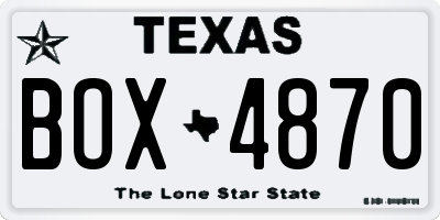 TX license plate BOX4870