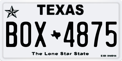 TX license plate BOX4875