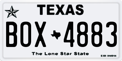 TX license plate BOX4883