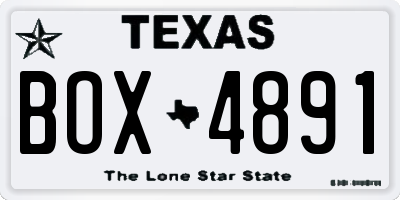 TX license plate BOX4891