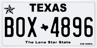 TX license plate BOX4896