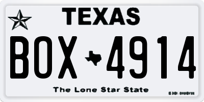TX license plate BOX4914