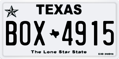 TX license plate BOX4915