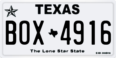 TX license plate BOX4916