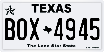 TX license plate BOX4945