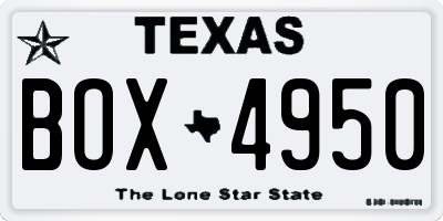 TX license plate BOX4950