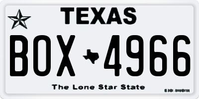 TX license plate BOX4966