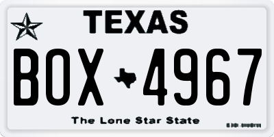 TX license plate BOX4967