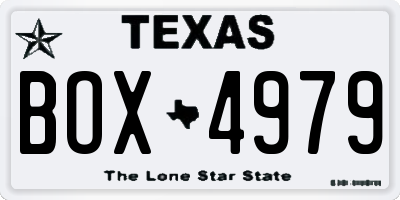 TX license plate BOX4979