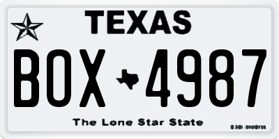 TX license plate BOX4987