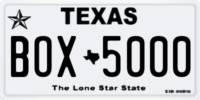 TX license plate BOX5000