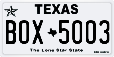 TX license plate BOX5003
