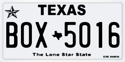TX license plate BOX5016
