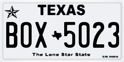 TX license plate BOX5023