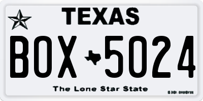 TX license plate BOX5024