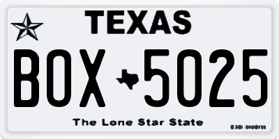 TX license plate BOX5025