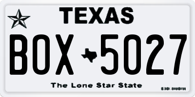 TX license plate BOX5027