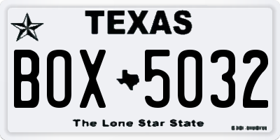 TX license plate BOX5032