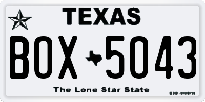 TX license plate BOX5043