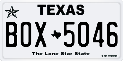 TX license plate BOX5046