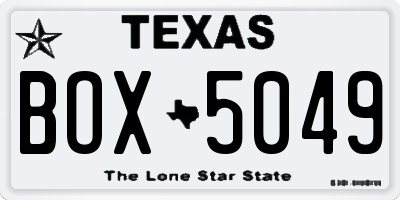 TX license plate BOX5049