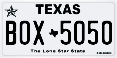 TX license plate BOX5050