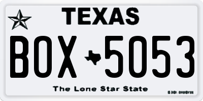 TX license plate BOX5053