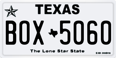 TX license plate BOX5060