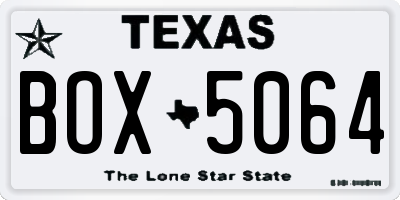 TX license plate BOX5064