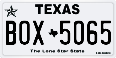 TX license plate BOX5065