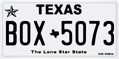TX license plate BOX5073