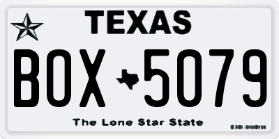 TX license plate BOX5079