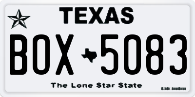 TX license plate BOX5083