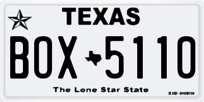 TX license plate BOX5110