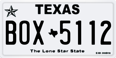 TX license plate BOX5112
