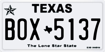 TX license plate BOX5137