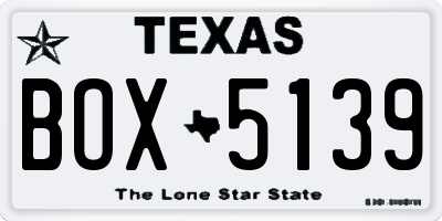 TX license plate BOX5139