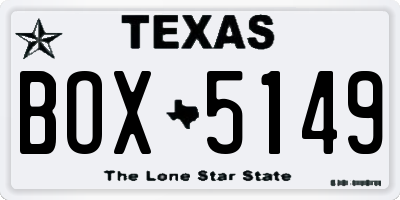 TX license plate BOX5149