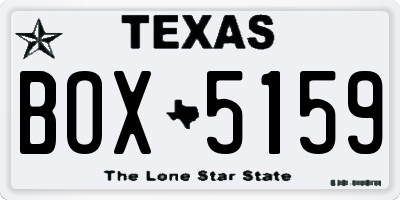 TX license plate BOX5159