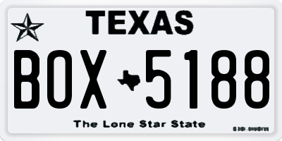 TX license plate BOX5188