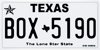 TX license plate BOX5190