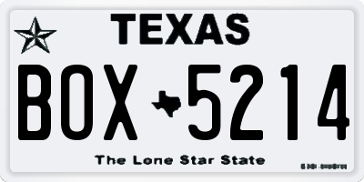 TX license plate BOX5214