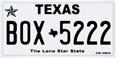 TX license plate BOX5222