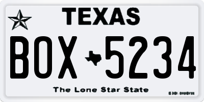 TX license plate BOX5234