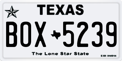 TX license plate BOX5239