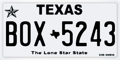 TX license plate BOX5243