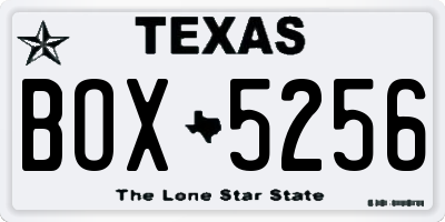 TX license plate BOX5256