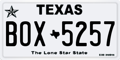 TX license plate BOX5257