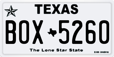 TX license plate BOX5260