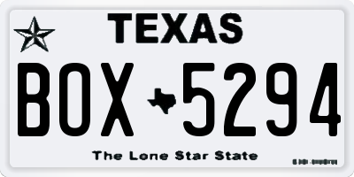 TX license plate BOX5294